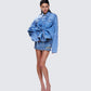 Yui Blue Denim Oversized Cropped Jacket