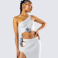 Yuka White Rosette Knit Crop Top