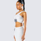 Yuka White Rosette Knit Crop Top
