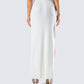 Yuka White Rosette Knit Maxi Skirt