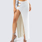 Yuka White Rosette Knit Maxi Skirt