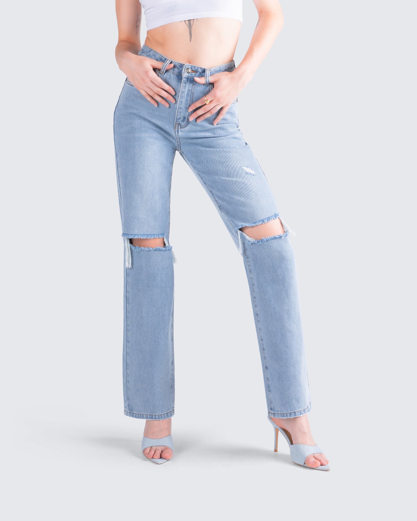 Yume Blue Distressed Denim Jean