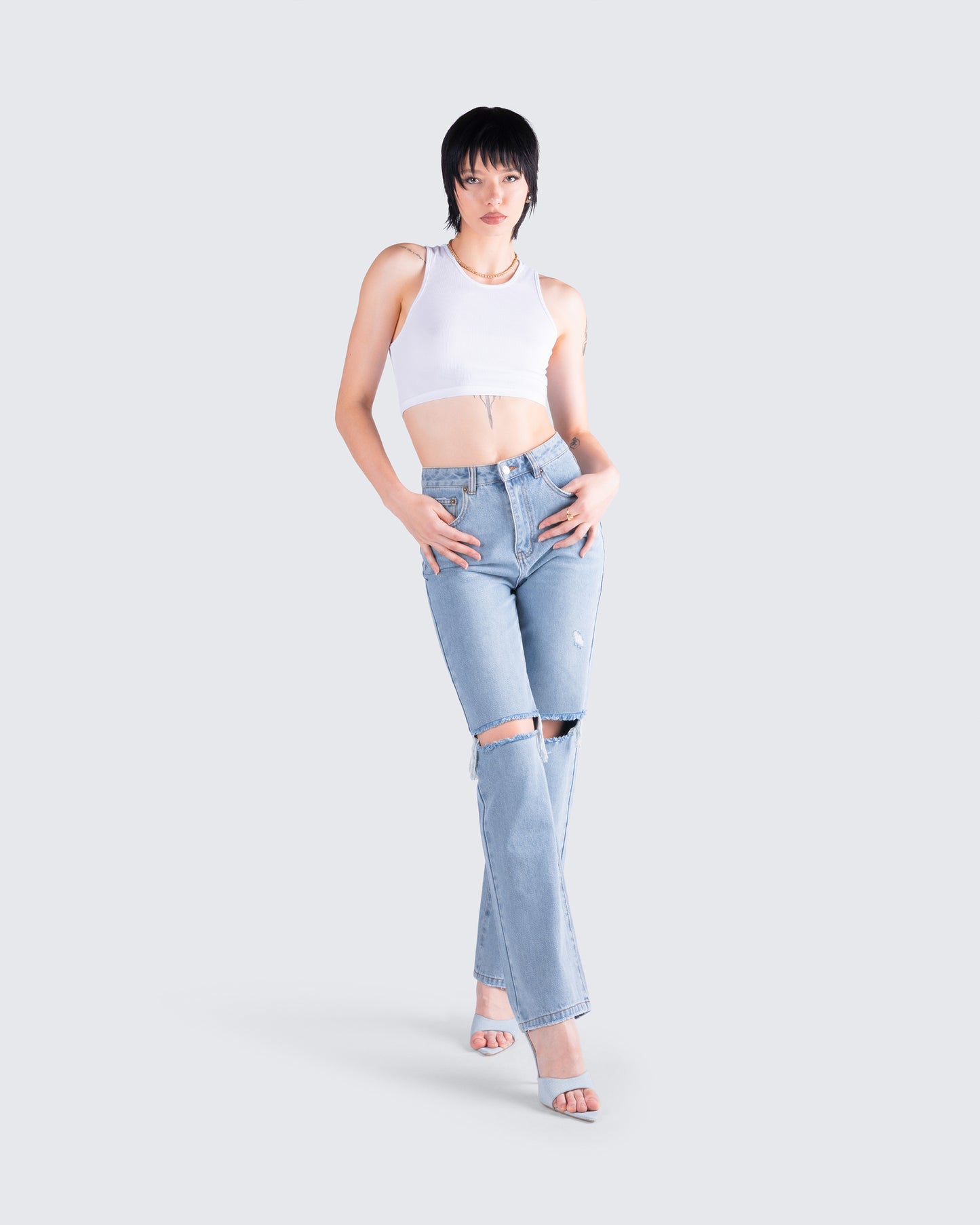 Yume Blue Distressed Denim Jean