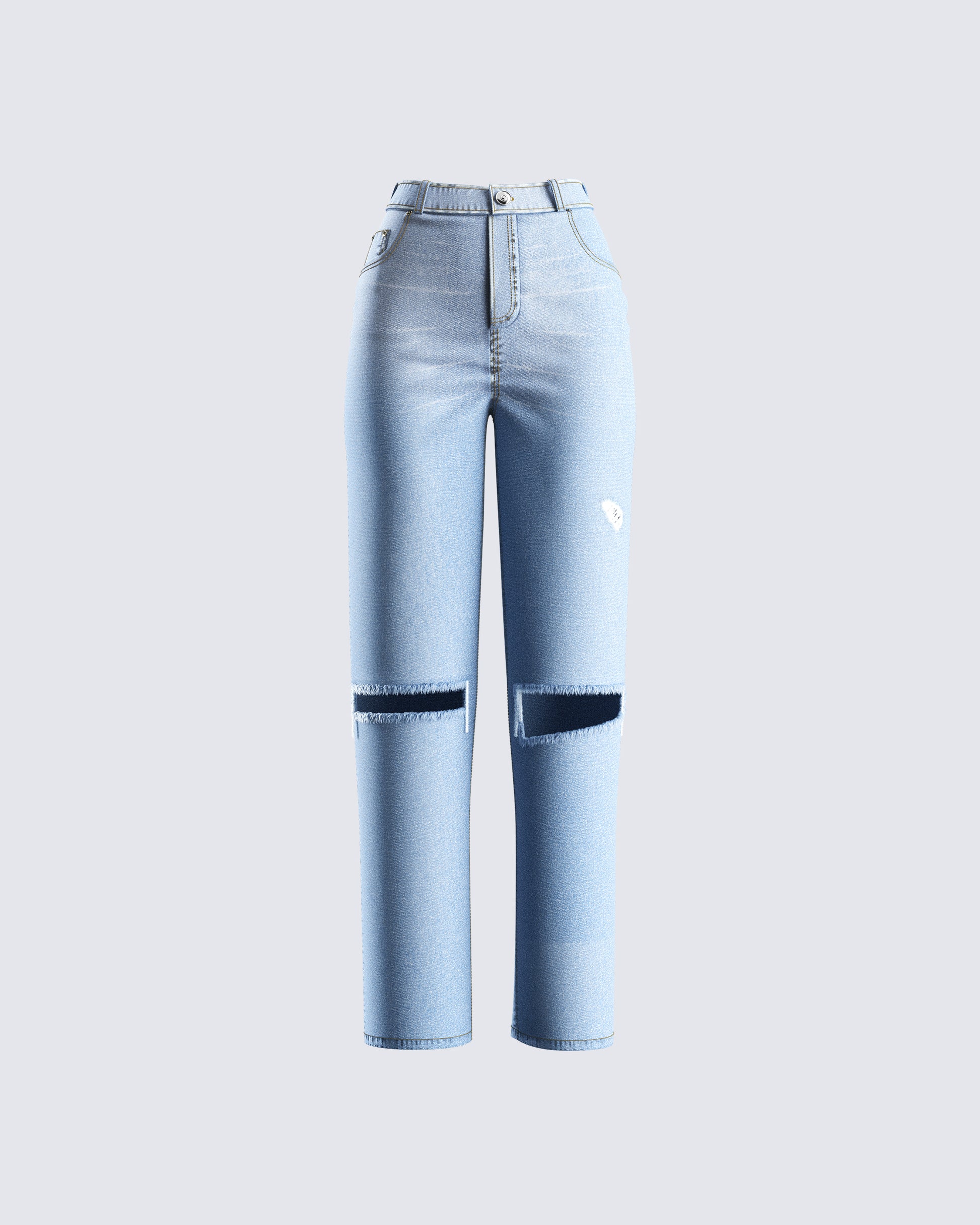 Yume Blue Distressed Denim Jean 3d product front
