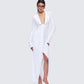 Zaida White Plunge Maxi Dress