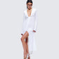 Zaida White Plunge Maxi Dress