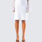 Zaina White Satin Flounce Skirt model front