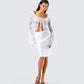 Zaina White Satin Flounce Skirt