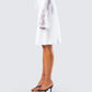 Zaina White Satin Flounce Skirt