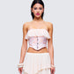 Zana Cream Ruffle Corset Top model front