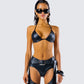 Zaria Black Vegan Leather Micro Short model front