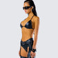 Zaria Black Vegan Leather Bikini Top