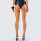 Zaria Black Vegan Leather Micro Short
