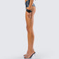Zaria Black Vegan Leather Micro Short
