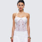 Zaya White Lace Corset Top model front