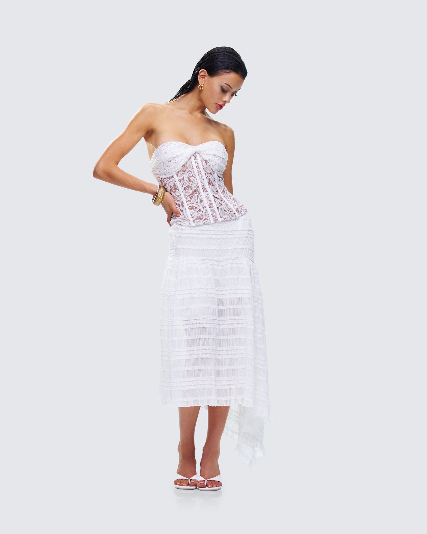 Zaya White Lace Corset Top