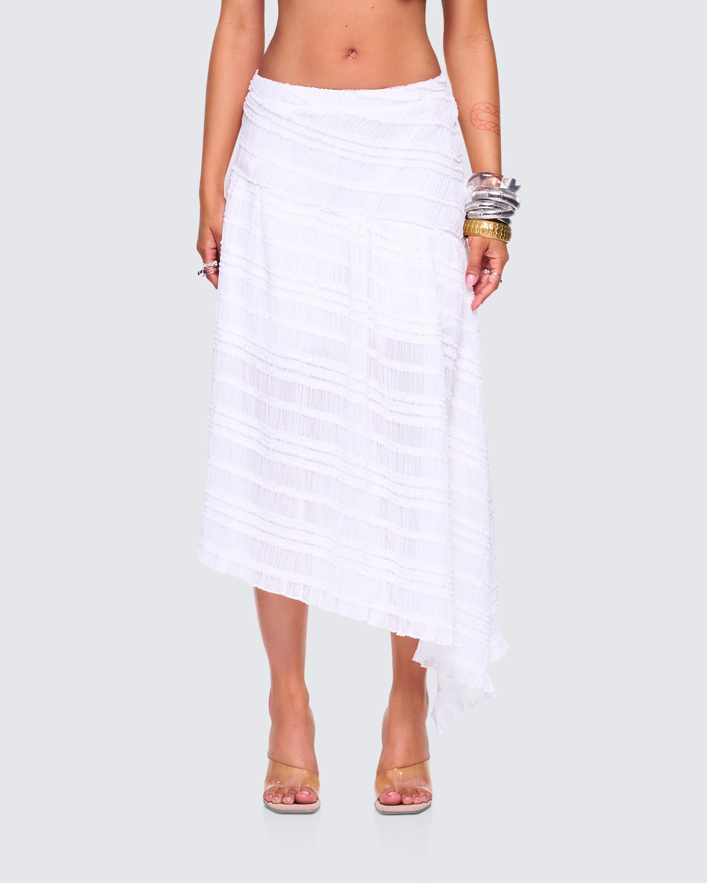 Zaya White Tiered Asymmetric model front