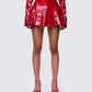 Zaynah Red Vinyl Pleated Mini Skirt