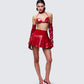 Zaynah Red Vinyl Pleated Mini Skirt