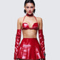 Zaynah Red Vinyl Cone Cup Bra, Choker & Gloves