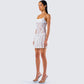 Zera White Lace Pleated Mini Dress