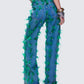 Zia Blue Denim Feather Straight Leg Pant