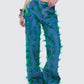 Zia Blue Denim Feather Straight Leg Pant