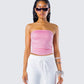 Zinnia Pink Jersey Tube Top model front