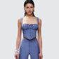 Ziva Grey Pinstripe Top model front