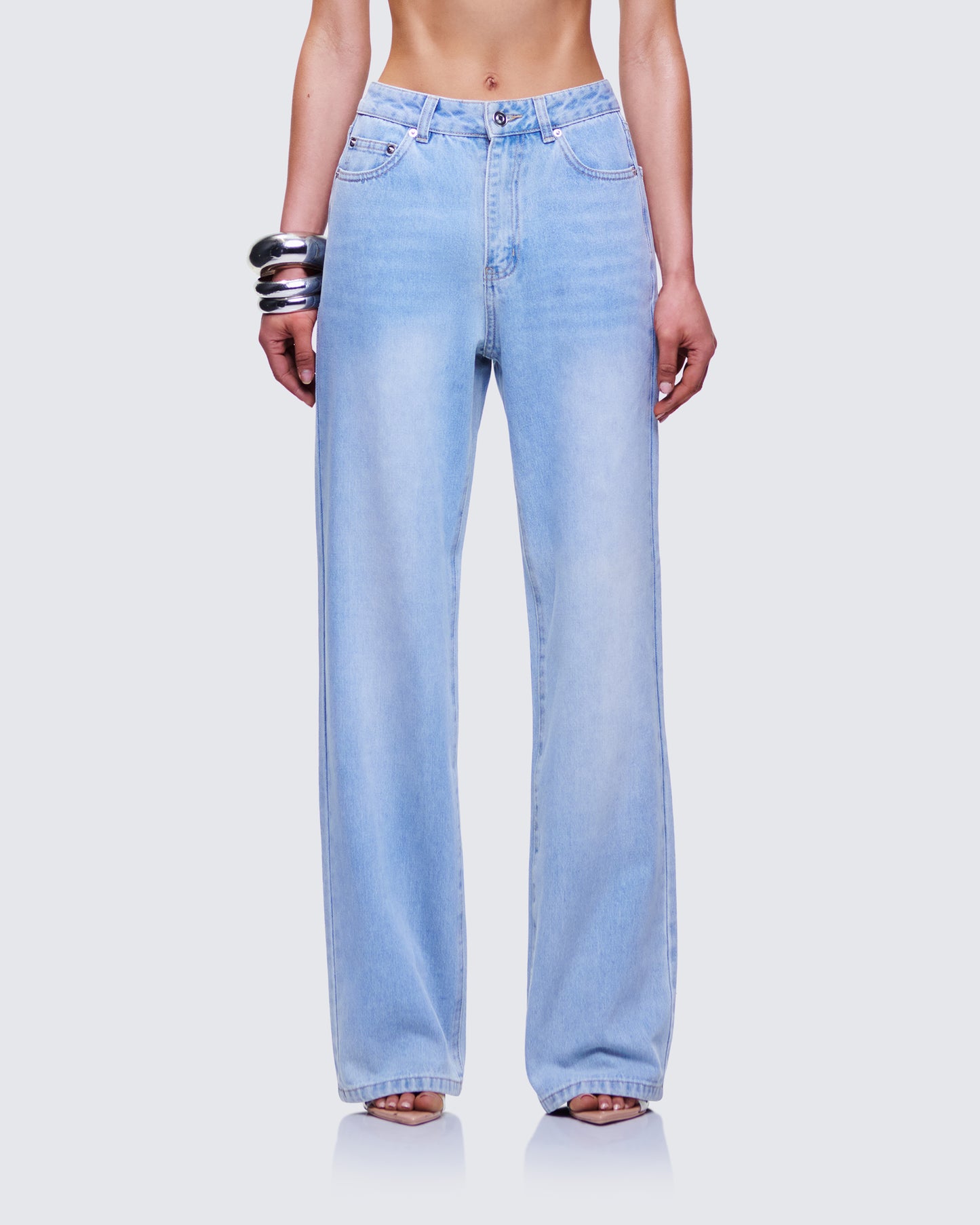 Zo Blue Denim Straight Leg Jean model front