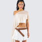 Zoella Ivory Off Shoulder Poncho model front