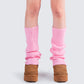 Pollie Pink Ribbed Leg Warmer model front