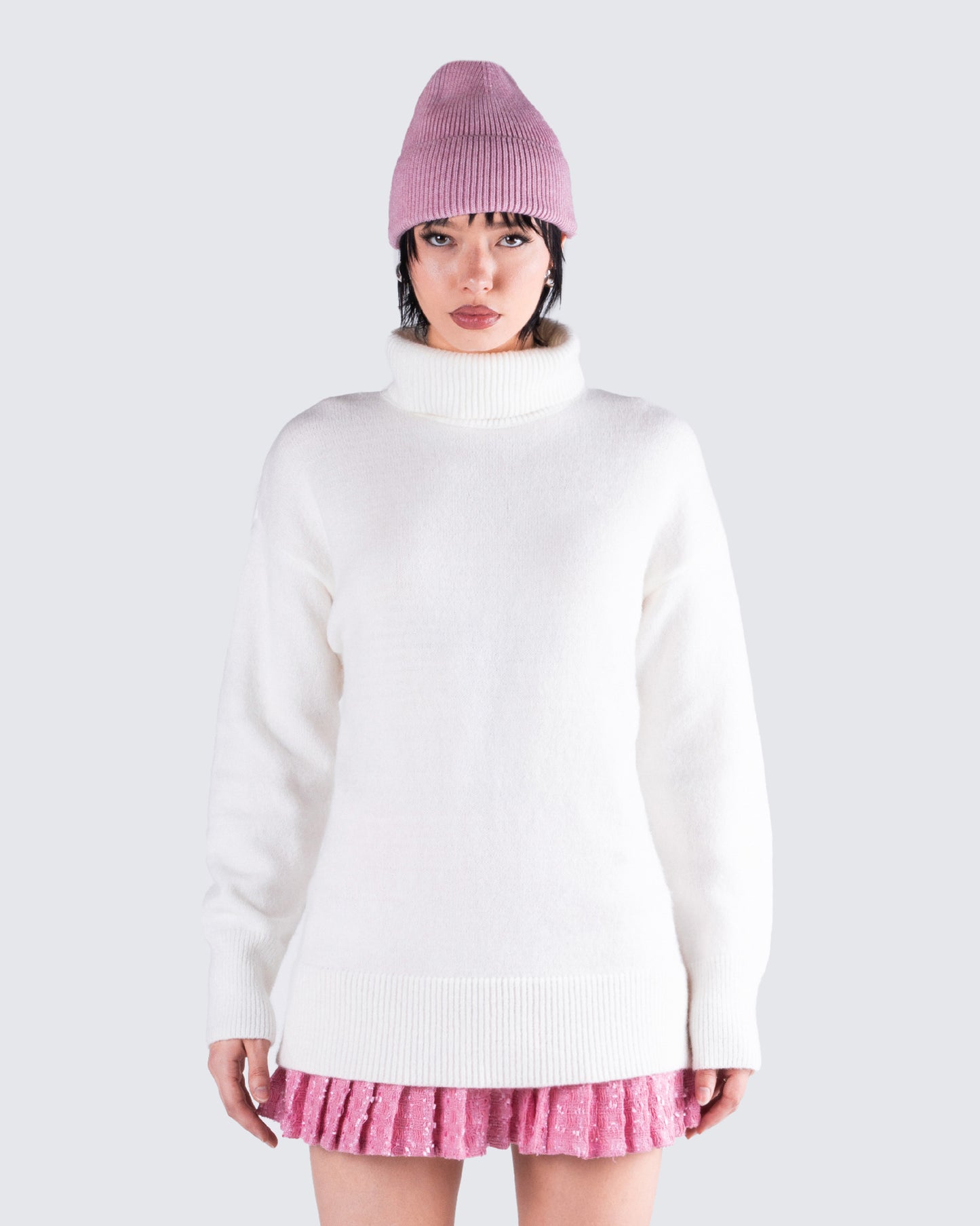 Carissa Ivory Sweater Knit Top model front