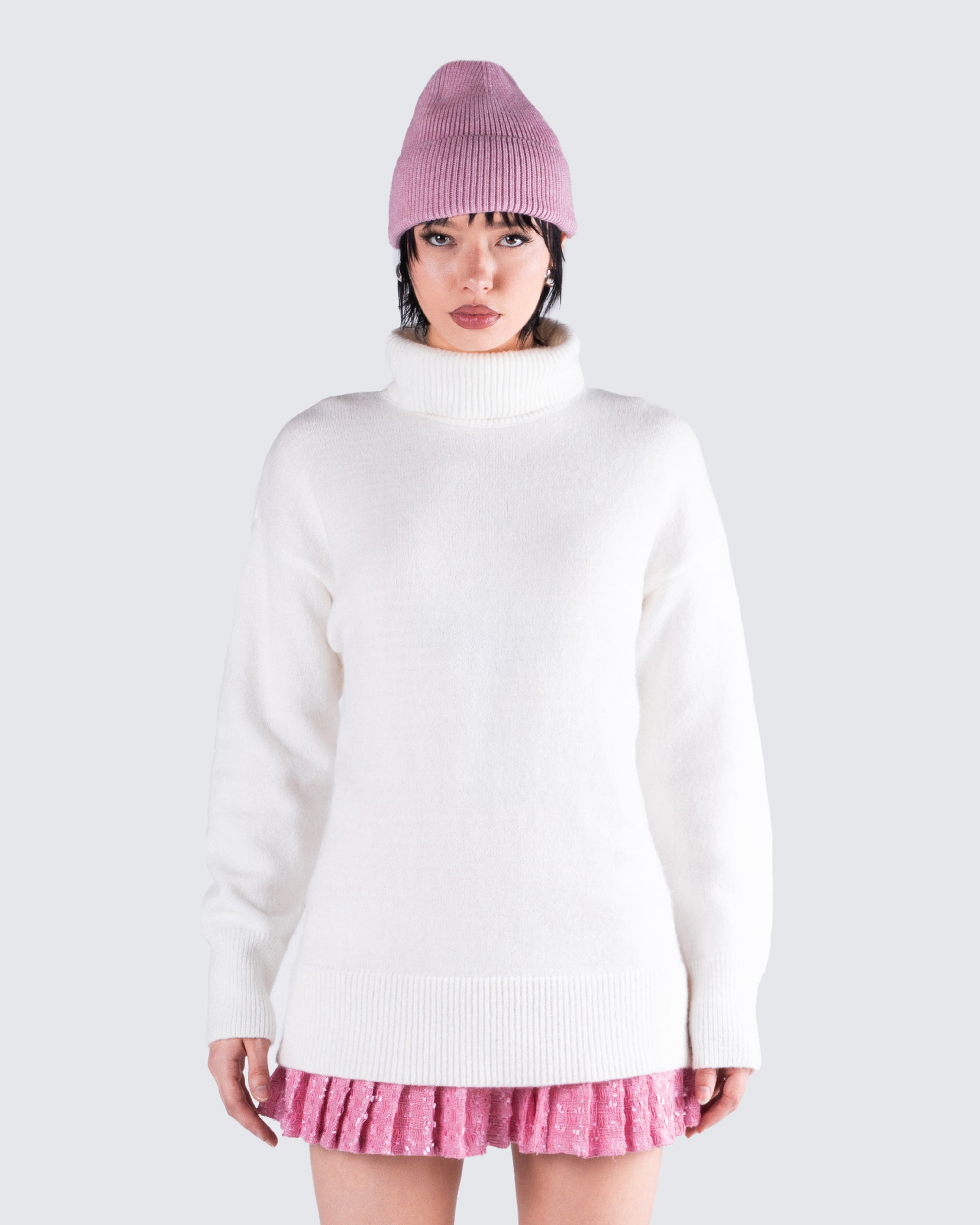 Carissa Ivory Sweater Knit Top model front
