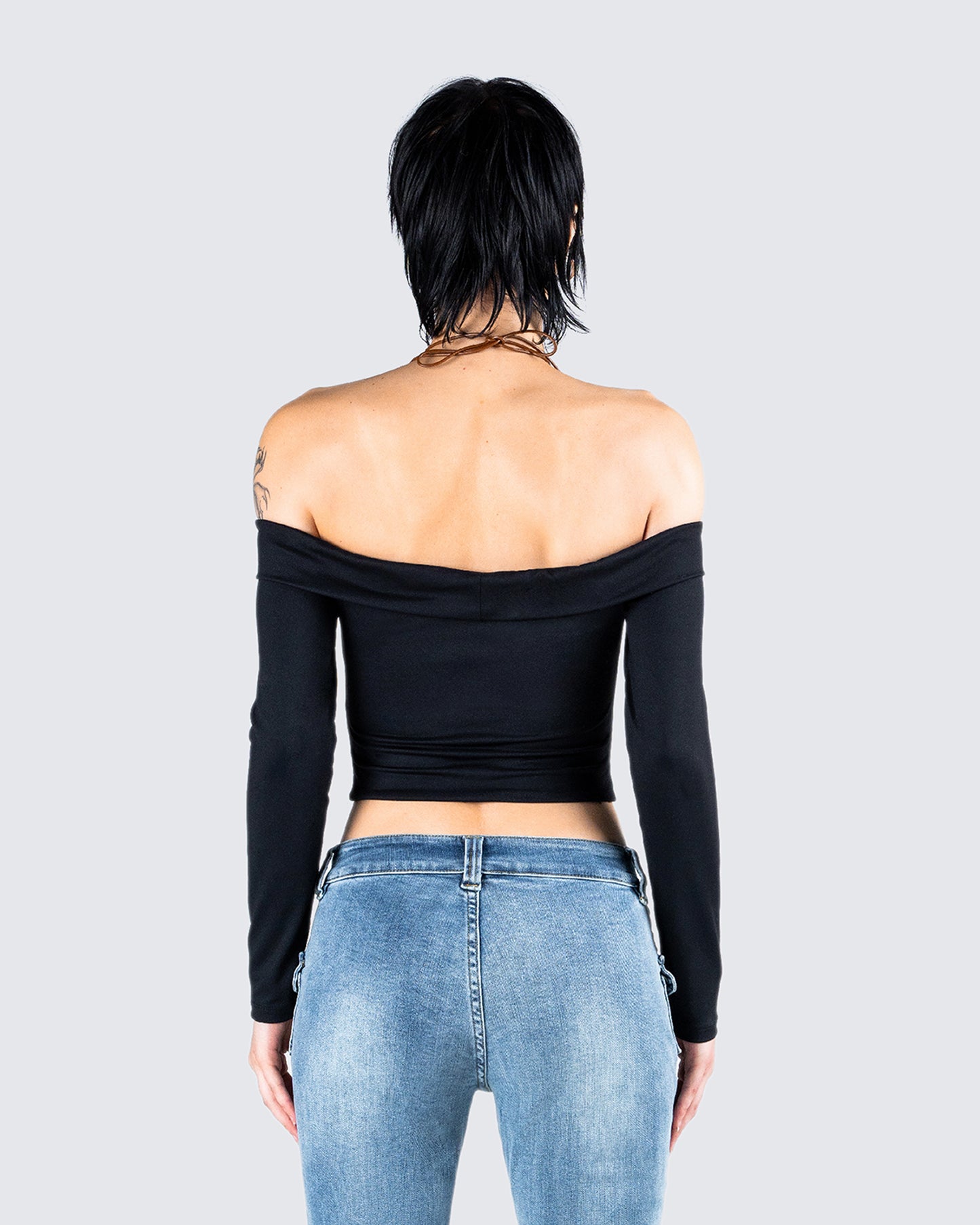 Zori Black Jersey Off Shoulder Top