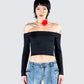 Zori Black Jersey Off Shoulder Top model front