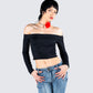 Zori Black Jersey Off Shoulder Top