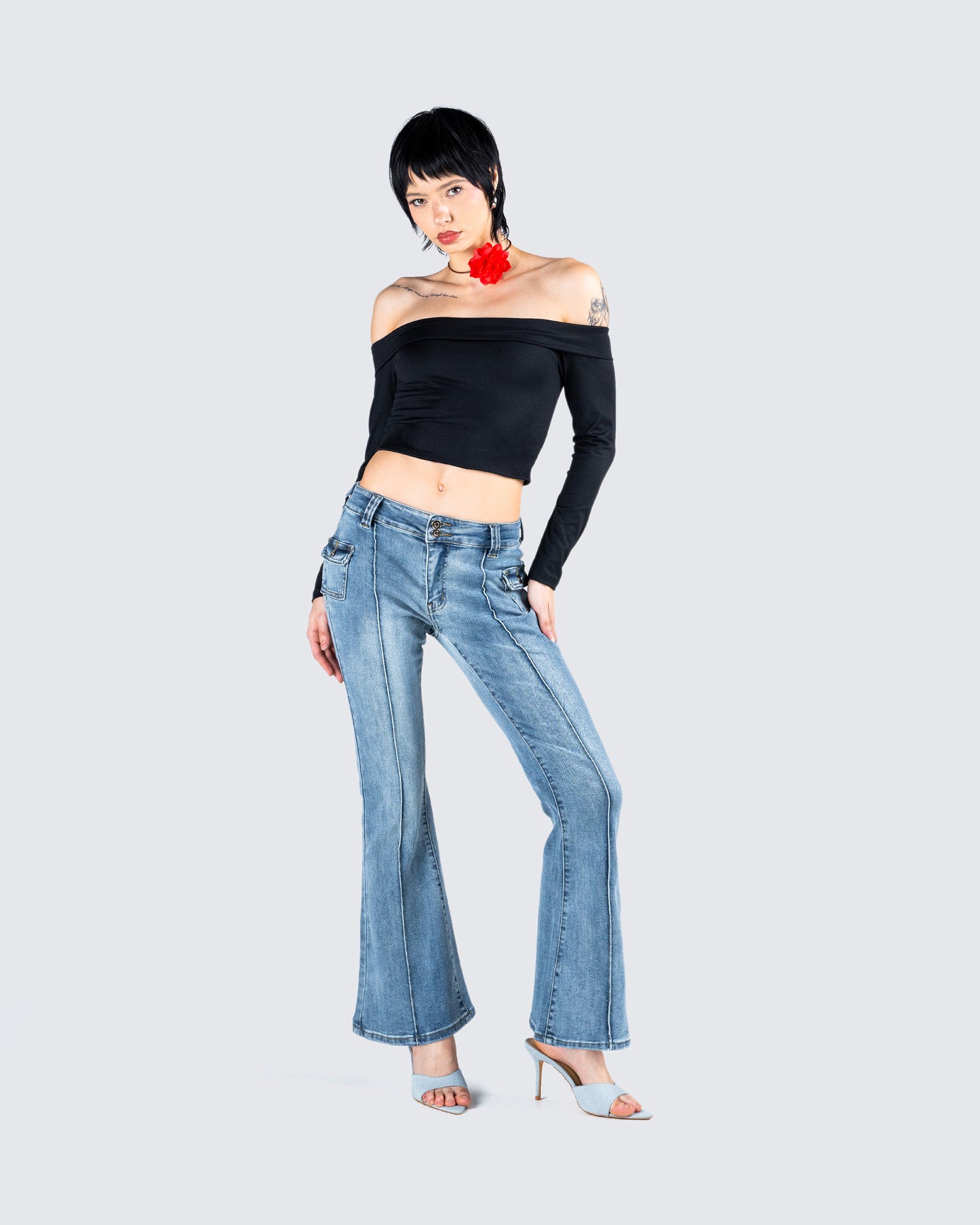 Zori Black Jersey Off Shoulder Top