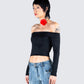 Zori Black Jersey Off Shoulder Top