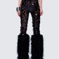 Zumi Black Fishnet Sequin Pants model front