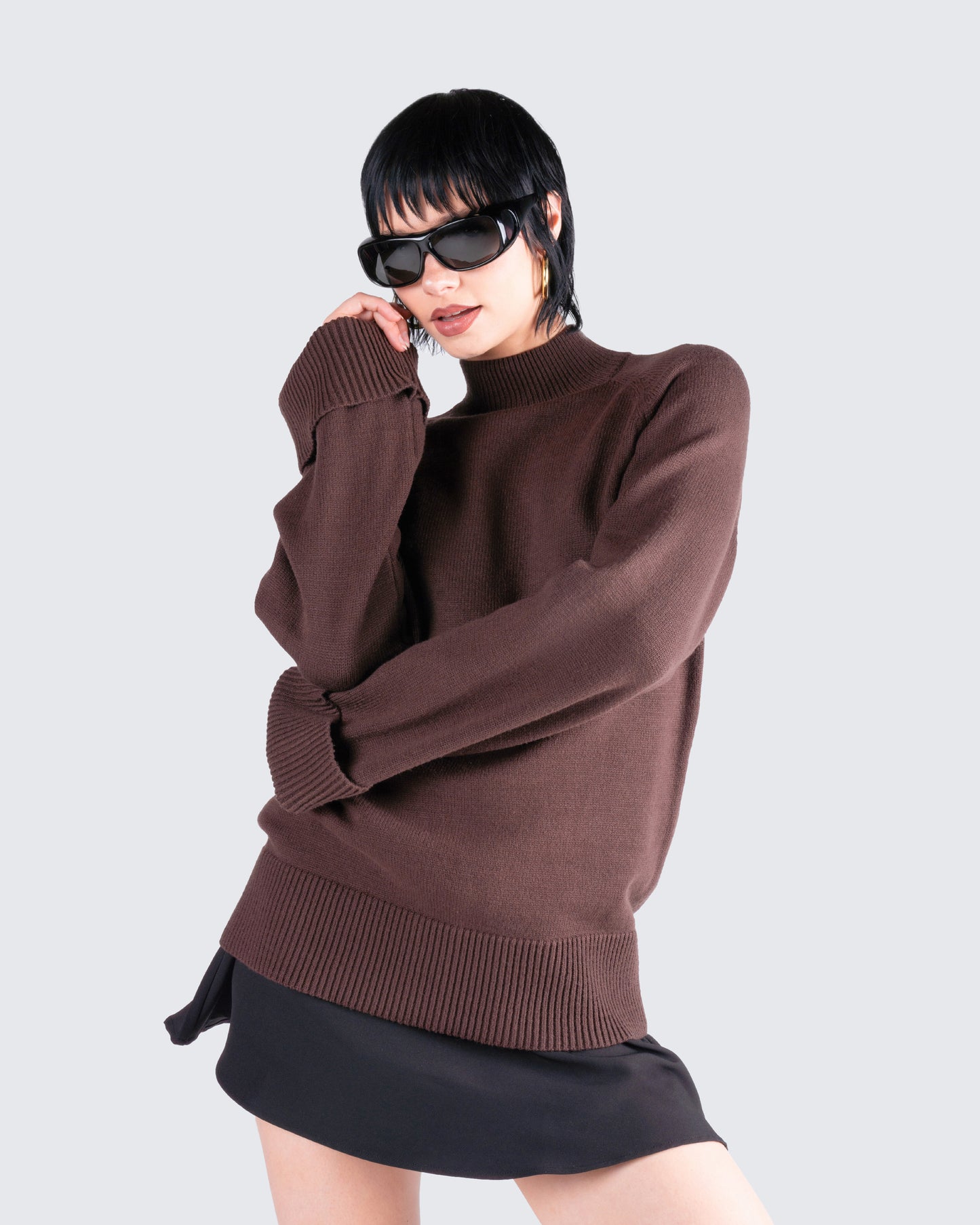 Zuri Brown Sweater Knit Top