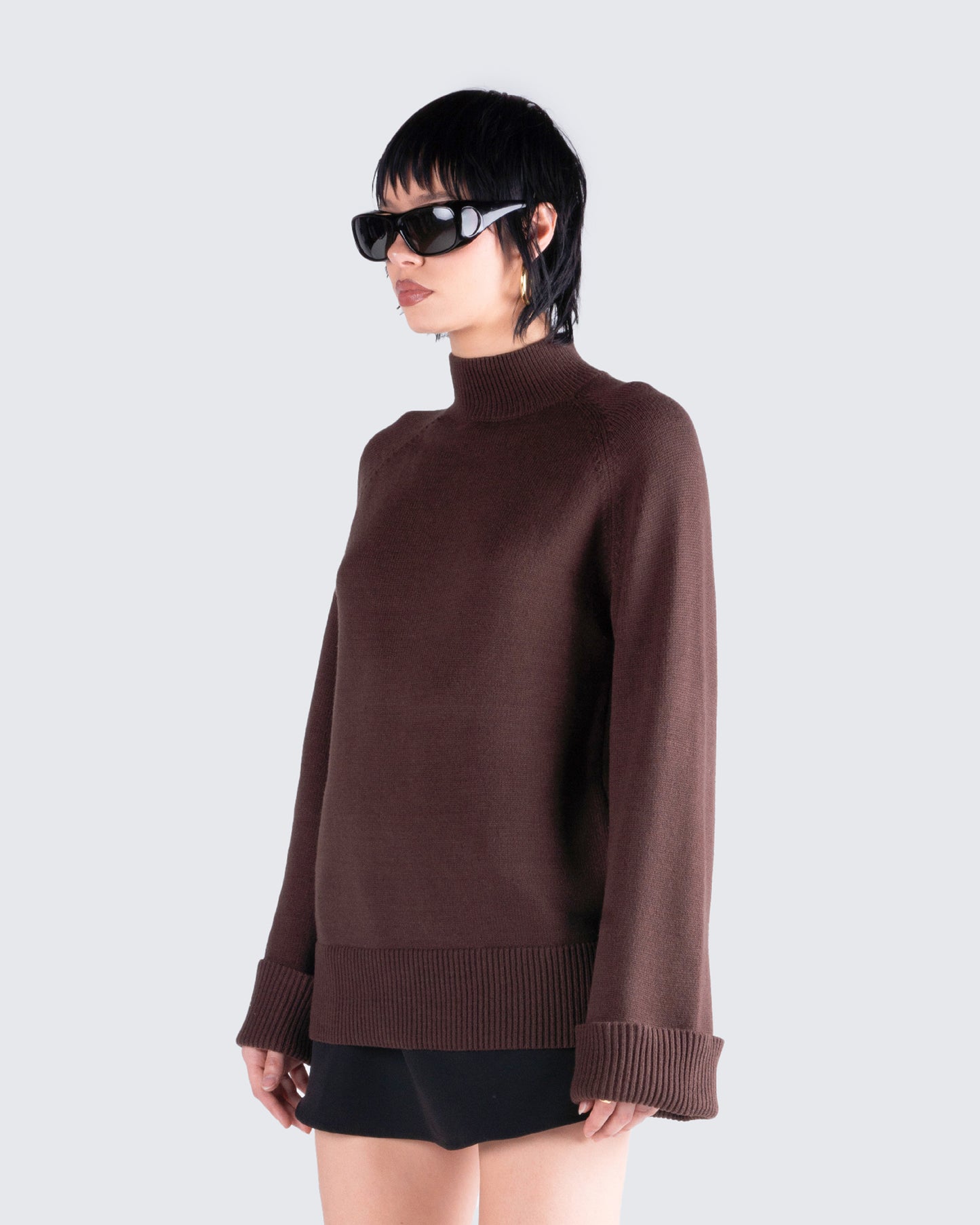 Zuri Brown Sweater Knit Top