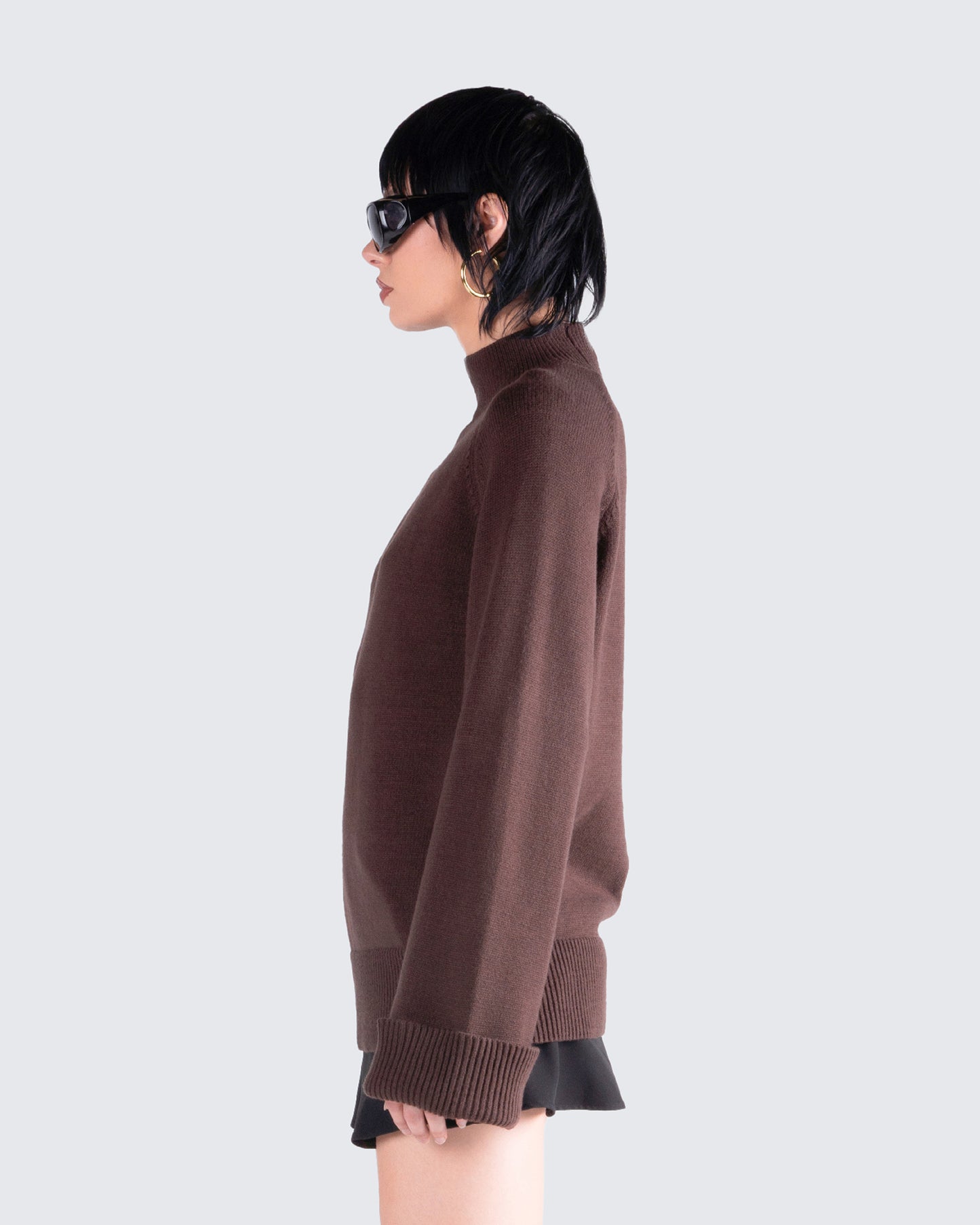 Zuri Brown Sweater Knit Top