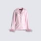 Sarah Pink Feather Trim Top 3d product front