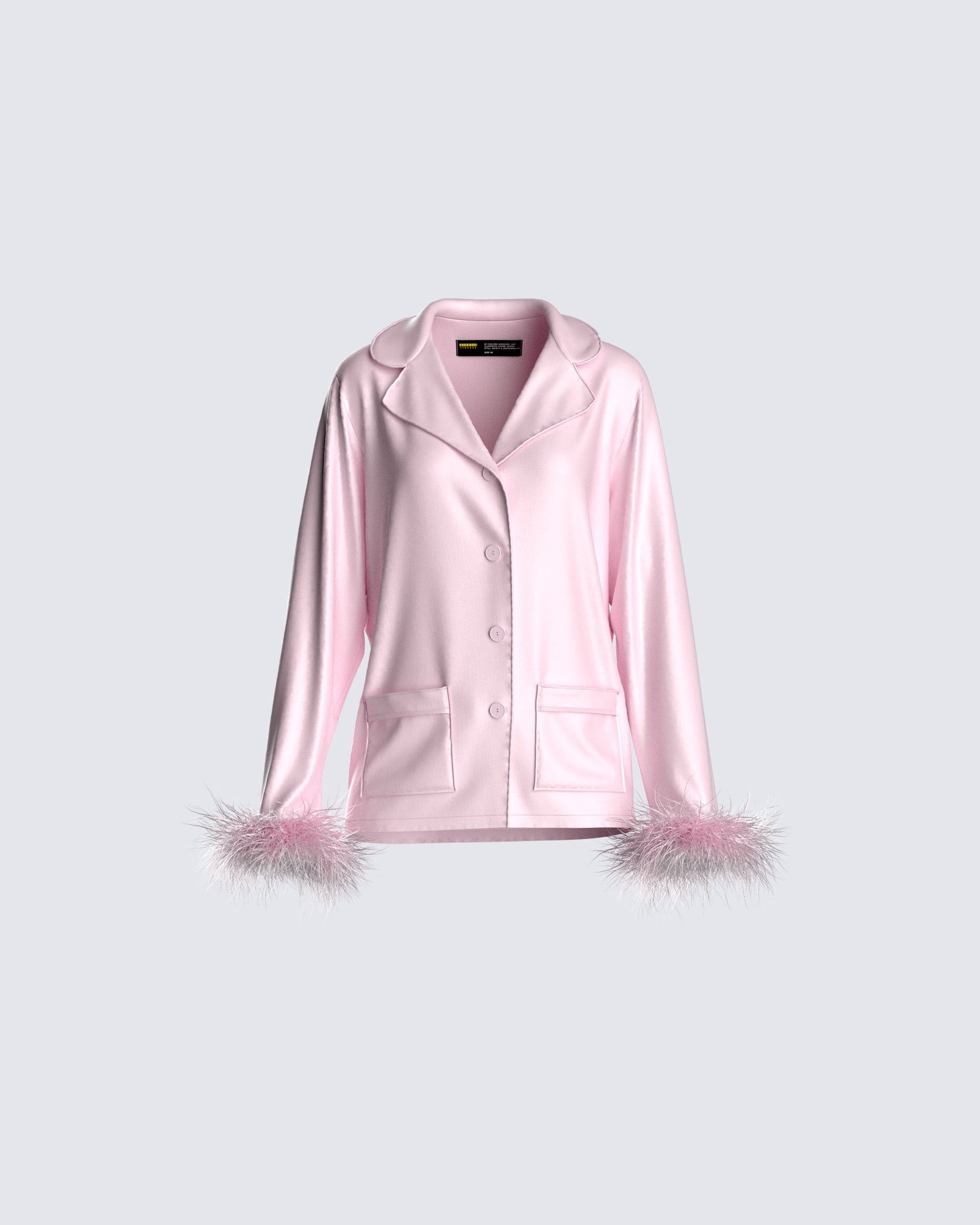 Sarah Pink Feather Trim Top 3d product front