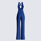 Valentina Blue Halter Jumpsuit