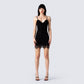 Yira Black Lace Trimmed Dress