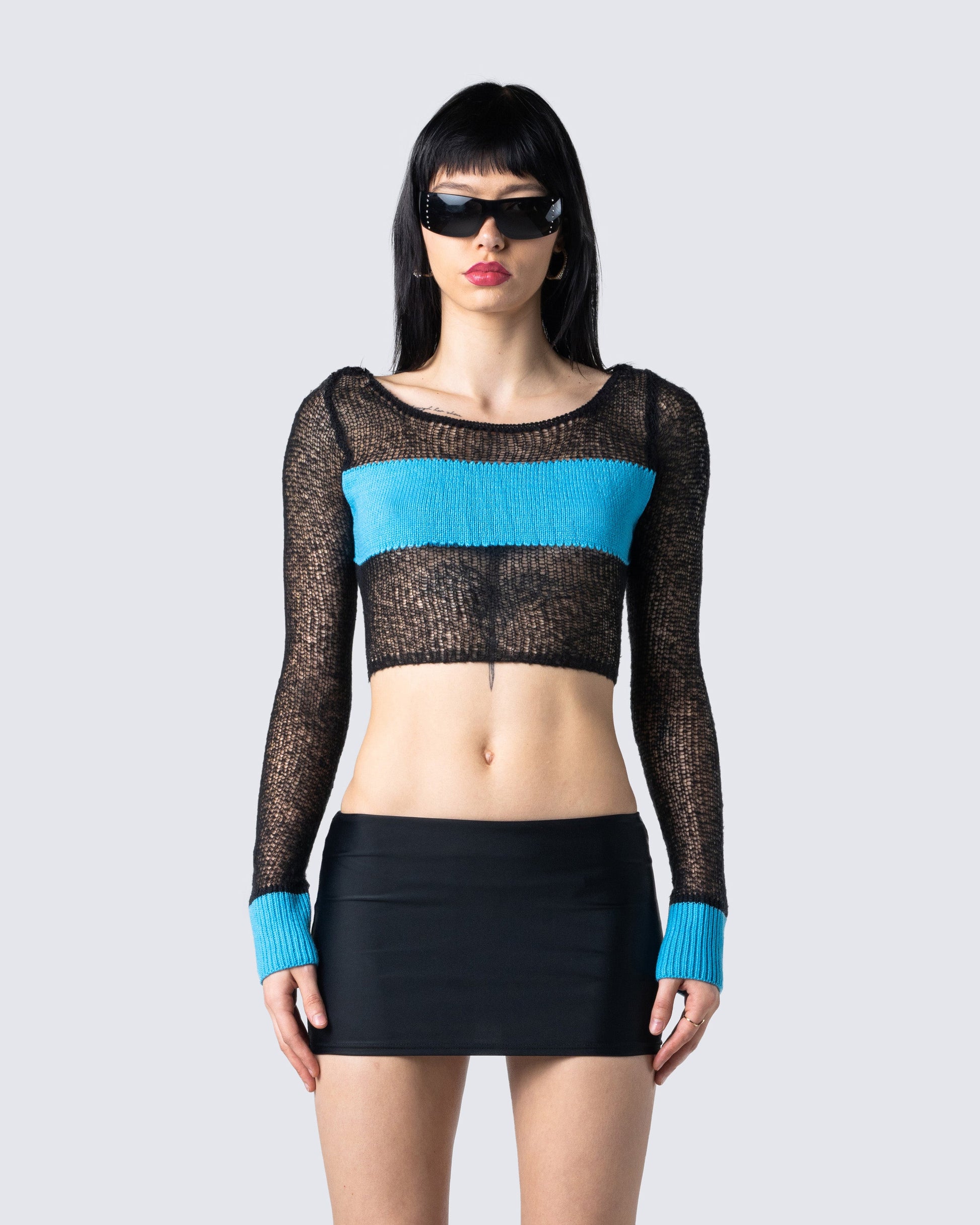 Zayda Multi Sweater Knit Top model front