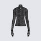 Shia Black Lace Top and Gloves 3d product front