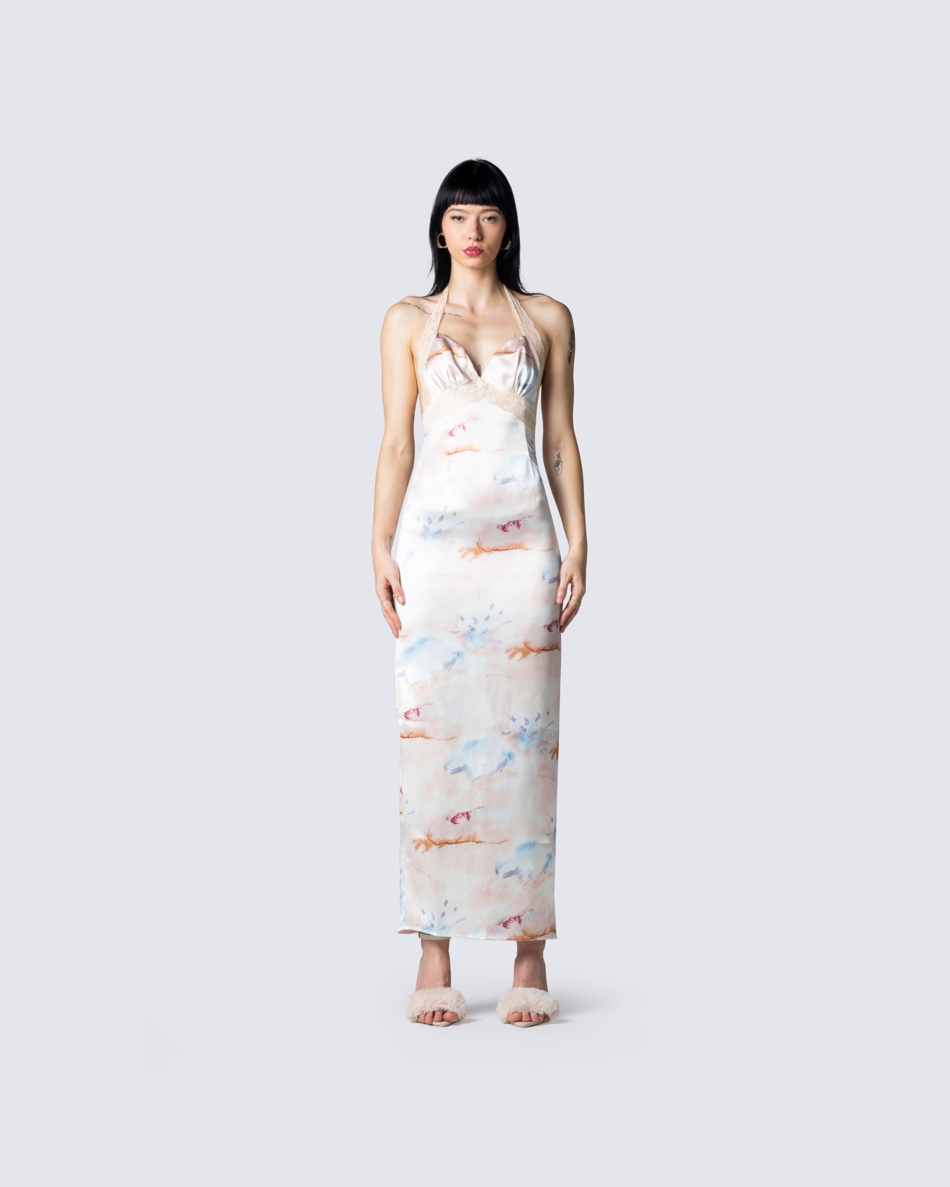 Sandy Tie Dye Print Dress model front
